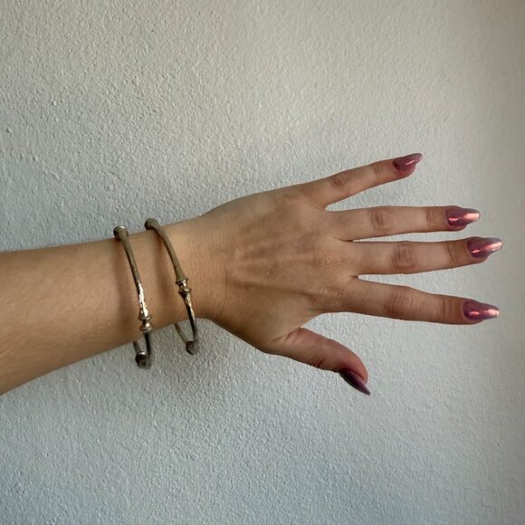 gold toned bamboo bangles set of 2 bracelets from ASOS - Picture 1 of 4